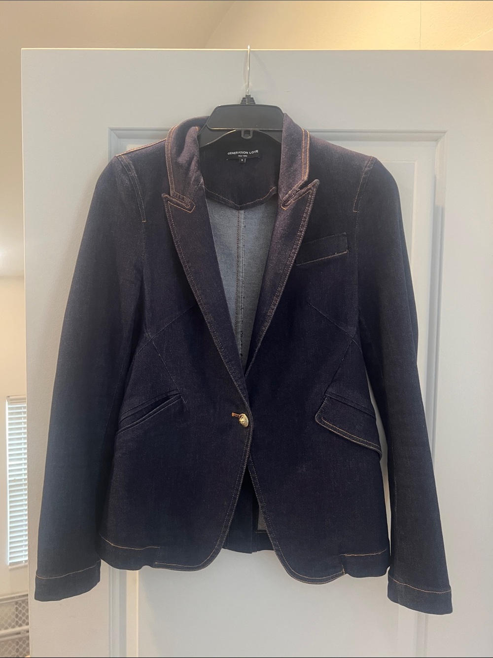Generation Love Dark Navy Blazer with Gold Button